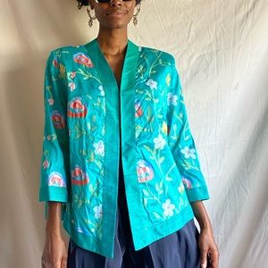 Kimono style hand painted floral jacket